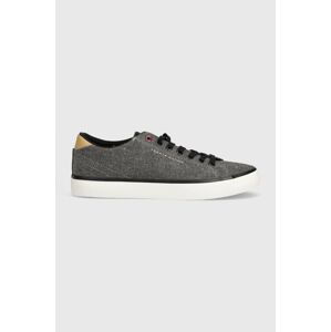 Tenisky Tommy Hilfiger TH HI VULC LOW CHAMBRAY pánské, černá barva, FM0FM04945