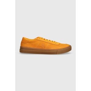 Semišové sneakers boty Tommy Hilfiger TH CUPSET SUEDE oranžová barva, FM0FM04977