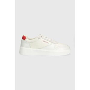 Kožené sneakers boty Calvin Klein LOW TOP LACE UP BSKT bílá barva, HM0HM01402