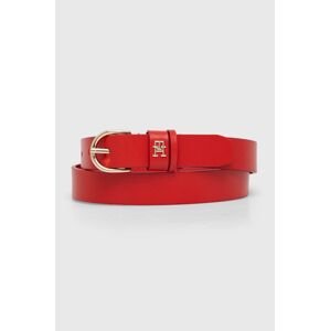 Kožený pásek Tommy Hilfiger dámský, červená barva, AW0AW15766