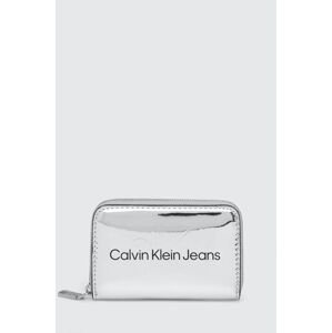 Peněženka Calvin Klein Jeans stříbrná barva