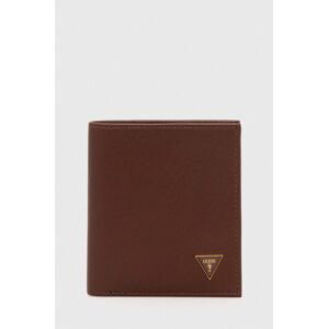 Kožená peněženka Guess SCALA hnědá barva, SMSCLE LEA22