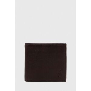 Kožená peněženka Polo Ralph Lauren hnědá barva, 405913723