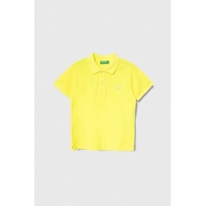 Dětská bavlněná polokošile United Colors of Benetton žlutá barva, s aplikací