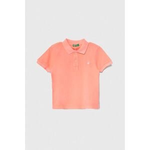 Dětská bavlněná polokošile United Colors of Benetton růžová barva, s aplikací
