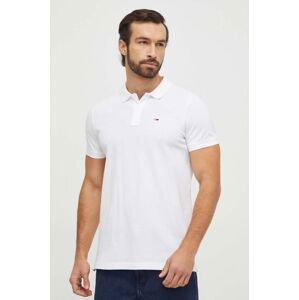 Bavlněné polo tričko Tommy Jeans bílá barva, DM0DM18312