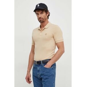 Polo tričko Calvin Klein Jeans béžová barva, J30J325269
