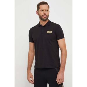 Bavlněné polo tričko EA7 Emporio Armani černá barva