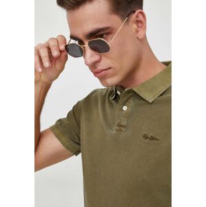 Bavlněné polo tričko Pepe Jeans zelená barva