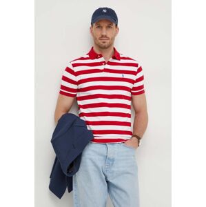 Bavlněné polo tričko Polo Ralph Lauren červená barva