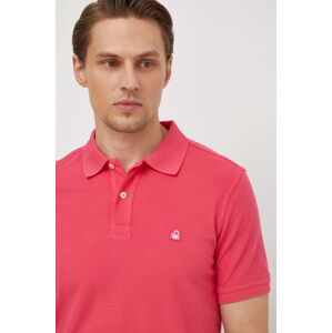 Bavlněné polo tričko United Colors of Benetton růžová barva