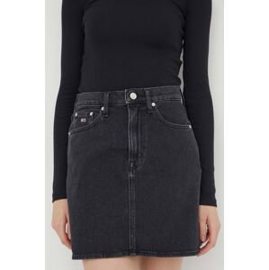 Džínová sukně Tommy Jeans černá barva, mini, pouzdrová