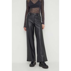 Kalhoty Karl Lagerfeld Jeans dámské, černá barva, široké, medium waist