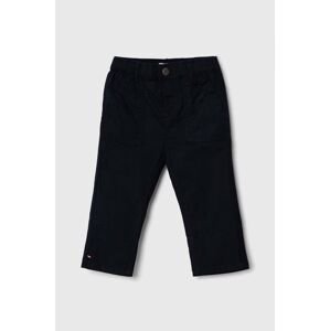 Dětské kalhoty Tommy Hilfiger tmavomodrá barva, hladké