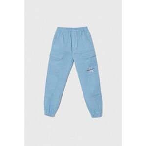 Dětské kalhoty Calvin Klein Jeans hnědá barva, hladké