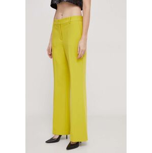 Kalhoty Dkny dámské, žlutá barva, široké, high waist, UK3PX024