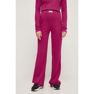Kalhoty Guess ANNEKA dámské, růžová barva, přiléhavé, high waist, V4RB06 KC2U2