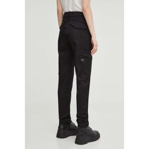 Kalhoty G-Star Raw dámské, černá barva, přiléhavé, high waist