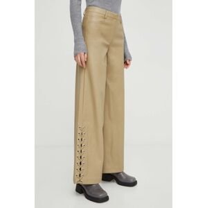 Kalhoty 2NDDAY dámské, béžová barva, široké, high waist