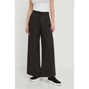 Kalhoty Pepe Jeans dámské, černá barva, široké, high waist