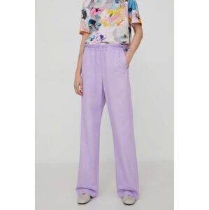 Bavlněné kalhoty Stine Goya Carola Solid fialová barva, jednoduché, high waist