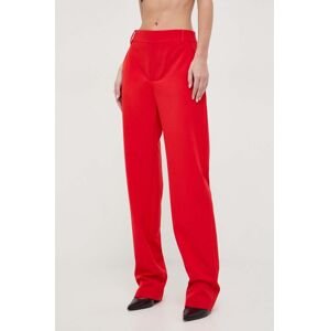 Kalhoty Moschino Jeans dámské, červená barva, jednoduché, high waist