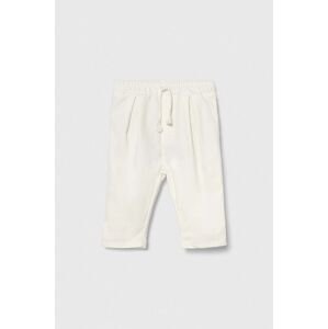Kojenecké kalhoty United Colors of Benetton bílá barva, hladké