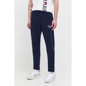 Bavlněné tepláky Tommy Jeans tmavomodrá barva, s potiskem