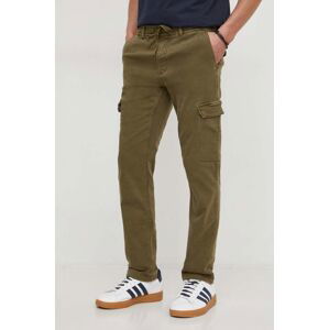 Kalhoty Pepe Jeans pánské, zelená barva, přiléhavé
