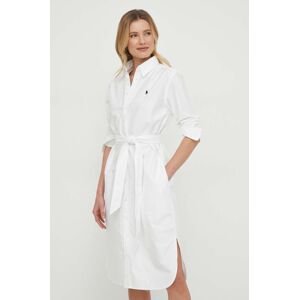 Bavlněné šaty Polo Ralph Lauren bílá barva, mini, 211928804