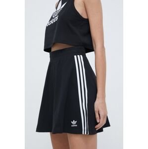 Sukně adidas Originals 3-Stripes černá barva, mini, áčková, IU2526