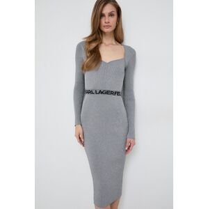 Šaty Karl Lagerfeld šedá barva, mini