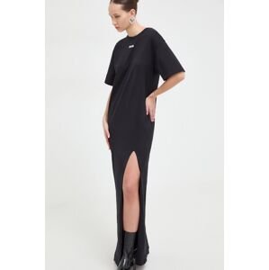 Bavlněné šaty MSGM černá barva, maxi, oversize, 3641MDA83.247002