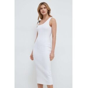 Šaty Versace Jeans Couture bílá barva, midi, 76HAO947 J0004