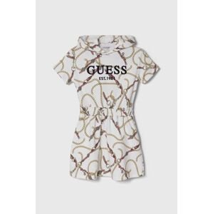 Dětské bavlněné šaty Guess béžová barva, mini