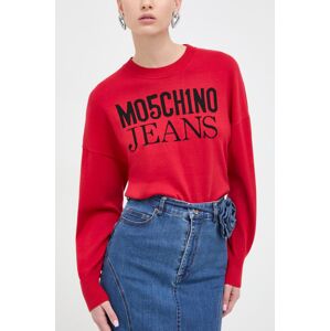 Bavlněný svetr Moschino Jeans červená barva, lehký