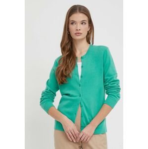 Vlněný svetr United Colors of Benetton zelená barva, lehký
