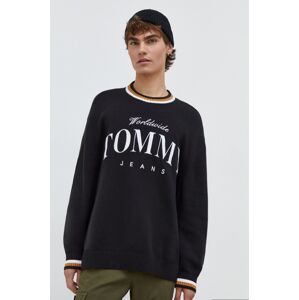 Bavlněný svetr Tommy Jeans černá barva, lehký