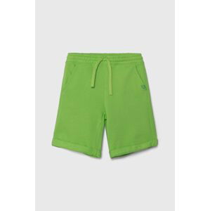 Dětské bavlněné šortky United Colors of Benetton zelená barva, nastavitelný pas