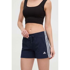 Kraťasy adidas dámské, tmavomodrá barva, s aplikací, high waist, HM9289