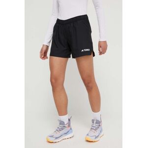 Sportovní šortky adidas TERREX Multi dámské, černá barva, hladké, medium waist, HZ6284