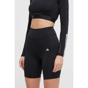 Tréninkové šortky adidas Performance Optime černá barva, hladké, high waist, IQ2686