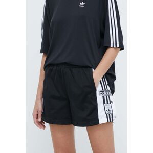 Kraťasy adidas Originals Adibreak dámské, černá barva, s aplikací, high waist, IU2518