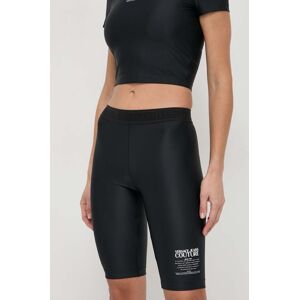 Kraťasy Versace Jeans Couture dámské, černá barva, s potiskem, high waist, 76HAC1A6 J0128