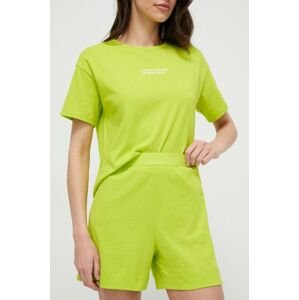 Společenské bavlněné šortky United Colors of Benetton zelená barva, high waist
