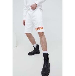 Bavlněné šortky HUGO bílá barva