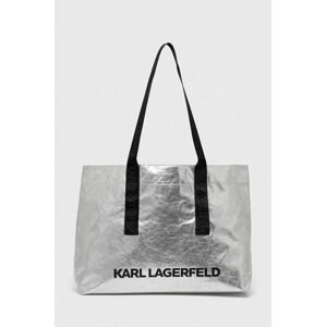 Bavlněná kabelka Karl Lagerfeld stříbrná barva