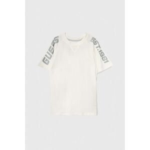 Dětské bavlněné tričko Guess bílá barva, s potiskem