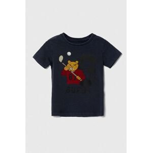 Dětské bavlněné tričko Guess tmavomodrá barva, s potiskem