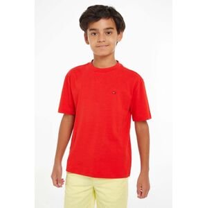 Dětské bavlněné tričko Tommy Hilfiger červená barva
